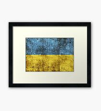 Vintage Aged and Scratched Ukrainian Flag Framed Print