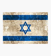 Vintage Aged and Scratched Israeli Flag Photographic Print