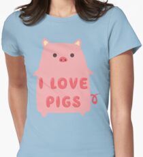 I Love Pigs Cute T Shirt Women's Fitted T-Shirt