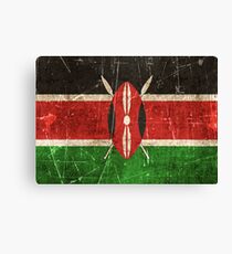 Vintage Aged and Scratched Kenyan Flag Canvas Print