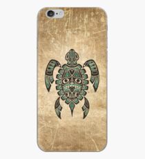 Teal Blue and Black Haida Spirit Sea Turtle iPhone Case