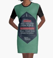 Vestido camiseta Cita de: Albert Einstein sobre lógica e imaginación - Camisetas, pósters, pegatinas y regalos
