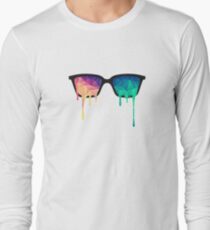 Abstract Polygon Multi Color Cubism Low Poly Triangle Design Long Sleeve T-Shirt