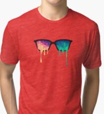 Abstract Polygon Multi Color Cubism Low Poly Triangle Design Tri-blend T-Shirt