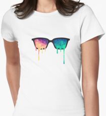 Abstract Polygon Multi Color Cubism Low Poly Triangle Design Fitted T-Shirt