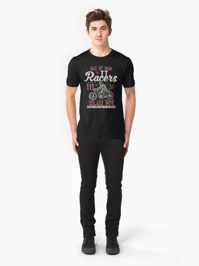 Alternate view of Isle Of Man TT Races Top Speed Racing 3 Legs Of Man Manx Flag Slim Fit T-Shirt