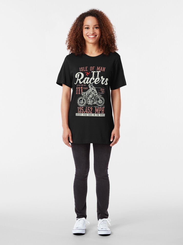 Alternate view of Isle Of Man TT Races Top Speed Racing 3 Legs Of Man Manx Flag Slim Fit T-Shirt