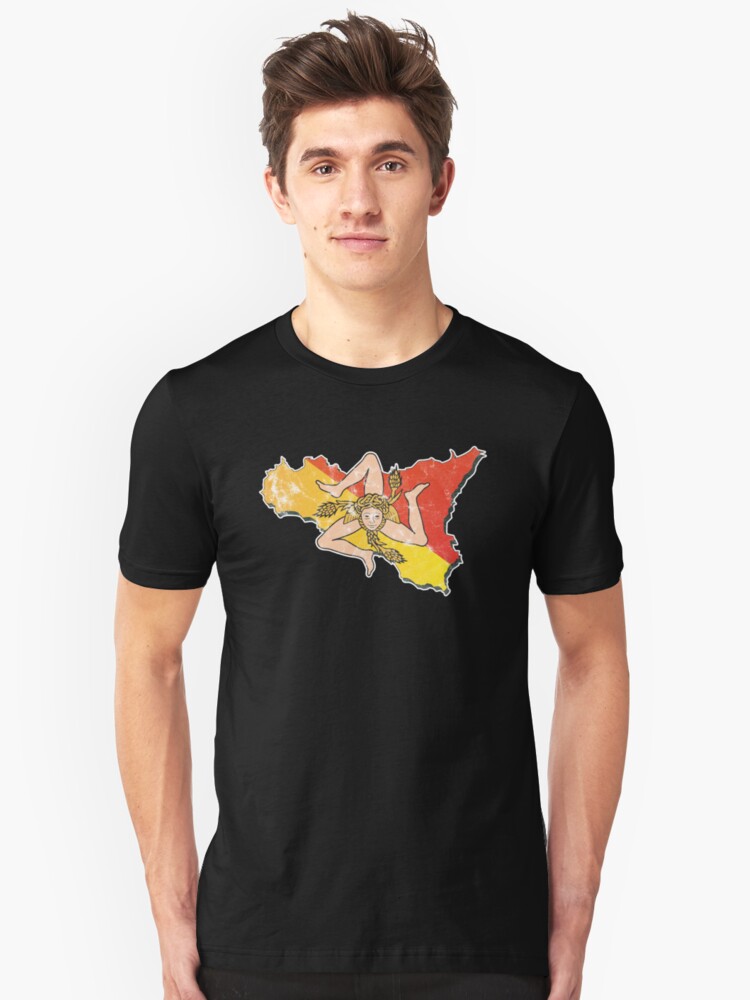 Alternate view of Sicily Flag Sicilian Trinacria Italian Pride Slim Fit T-Shirt