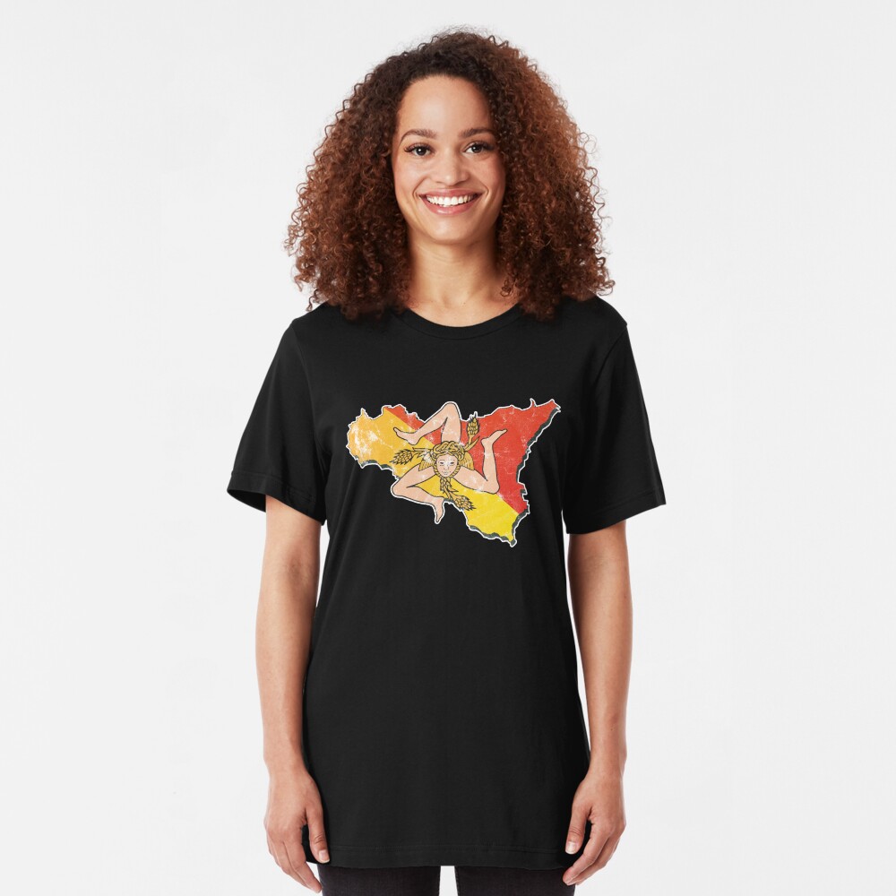 Sicily Flag Sicilian Trinacria Italian Pride Slim Fit T-Shirt