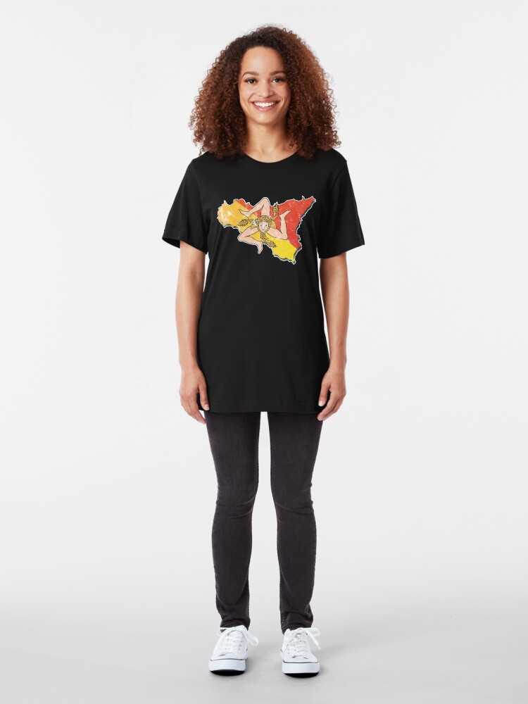 Alternate view of Sicily Flag Sicilian Trinacria Italian Pride Slim Fit T-Shirt