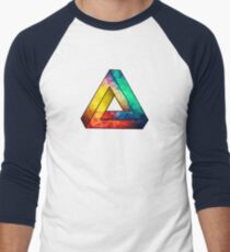 Abstract Multi Color Cubizm Painting Men's Baseball ¾ T-Shirt