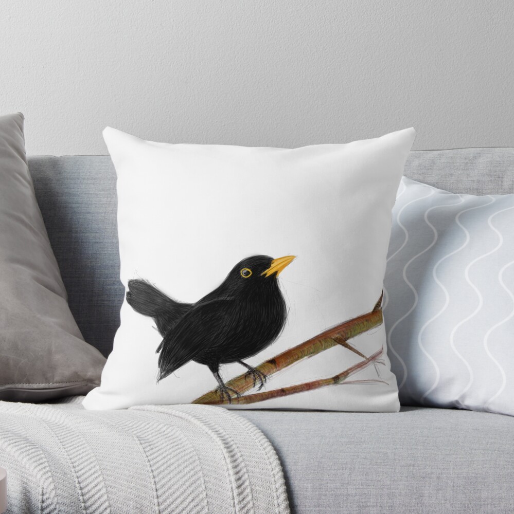 blackbird in love Throw Pillow