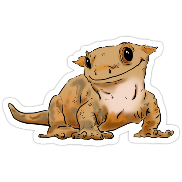 "Smiling Crested Gecko, Cute Crested Gecko, Crestie Lover" Stickers by
