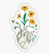 Pegatina Corazón humano con flores de girasol