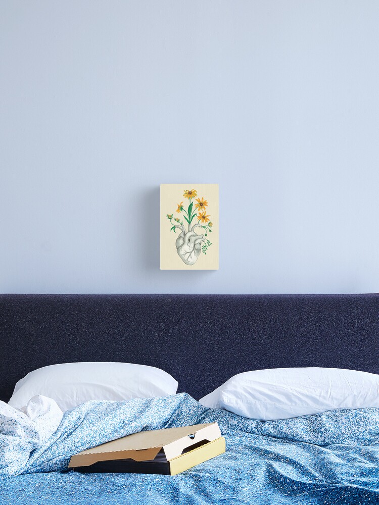 Flower Pattern Skull Stretched Canvas Print Framed Wall Art Decor Painting Gift