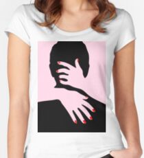 PINK KISS Pop Art Tailliertes Rundhals-Shirt