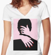 PINK KISS Pop Art Shirt mit V-Ausschnitt