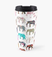 Girly wunderliches Retro Blumenelefant-Muster Thermobecher
