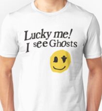 Camiseta ajustada Por suerte me veo fantasmas sonrientes