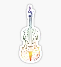 Colorful Violin with Notes Sticker