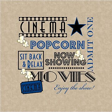 Artwork thumbnail, Movie Theater Cinema Admit one ticket Pillow-Blue by littlebeane
