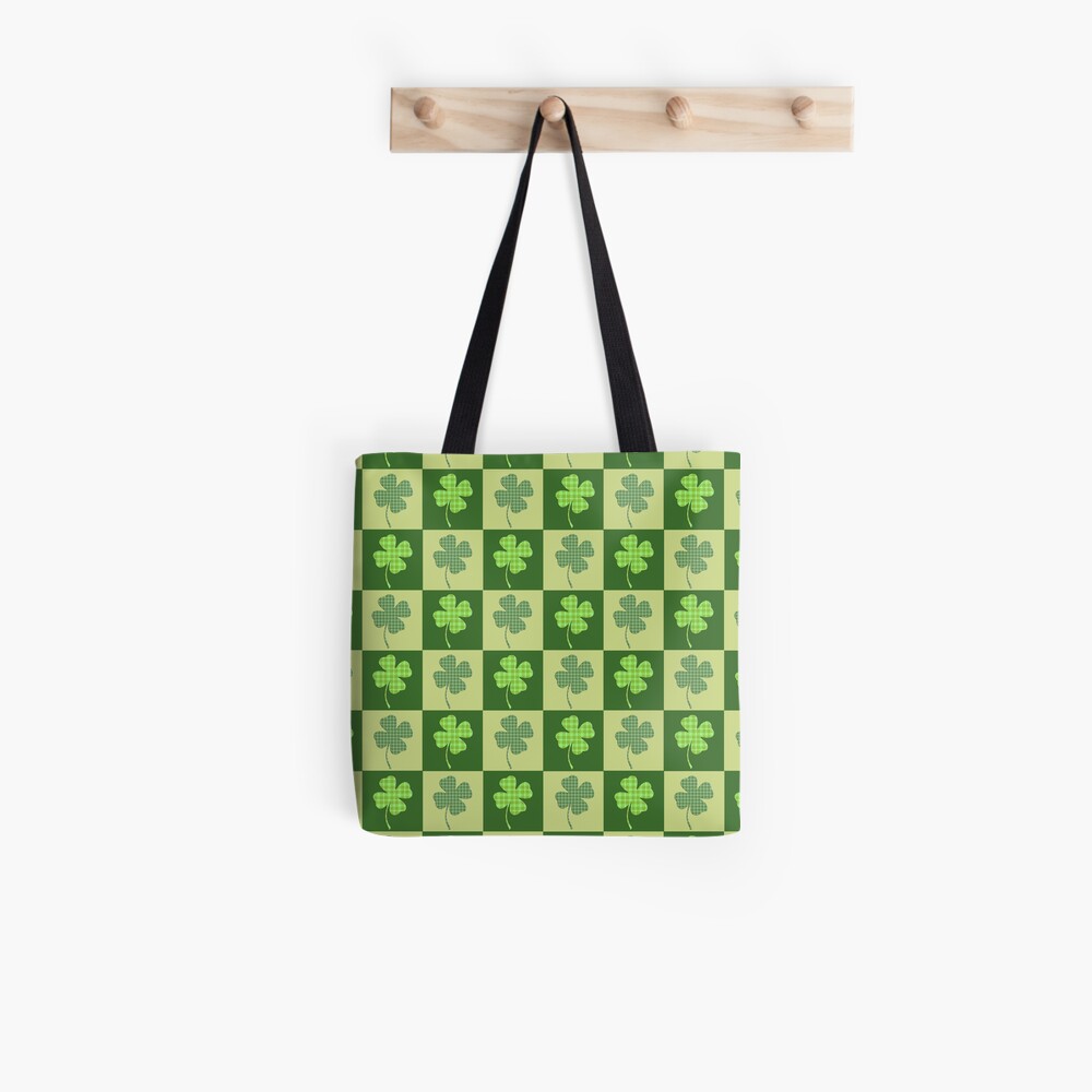 Shamrock Checkerboard Pattern Tote Bag