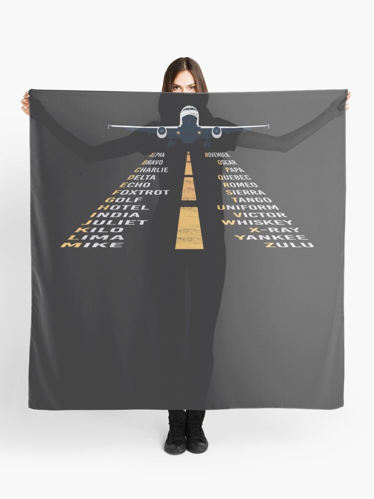 Phonetic Alphabet Design Pilot Cadet Airplane Art Scarf By