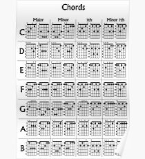 Guitar Chords Poster White Poster