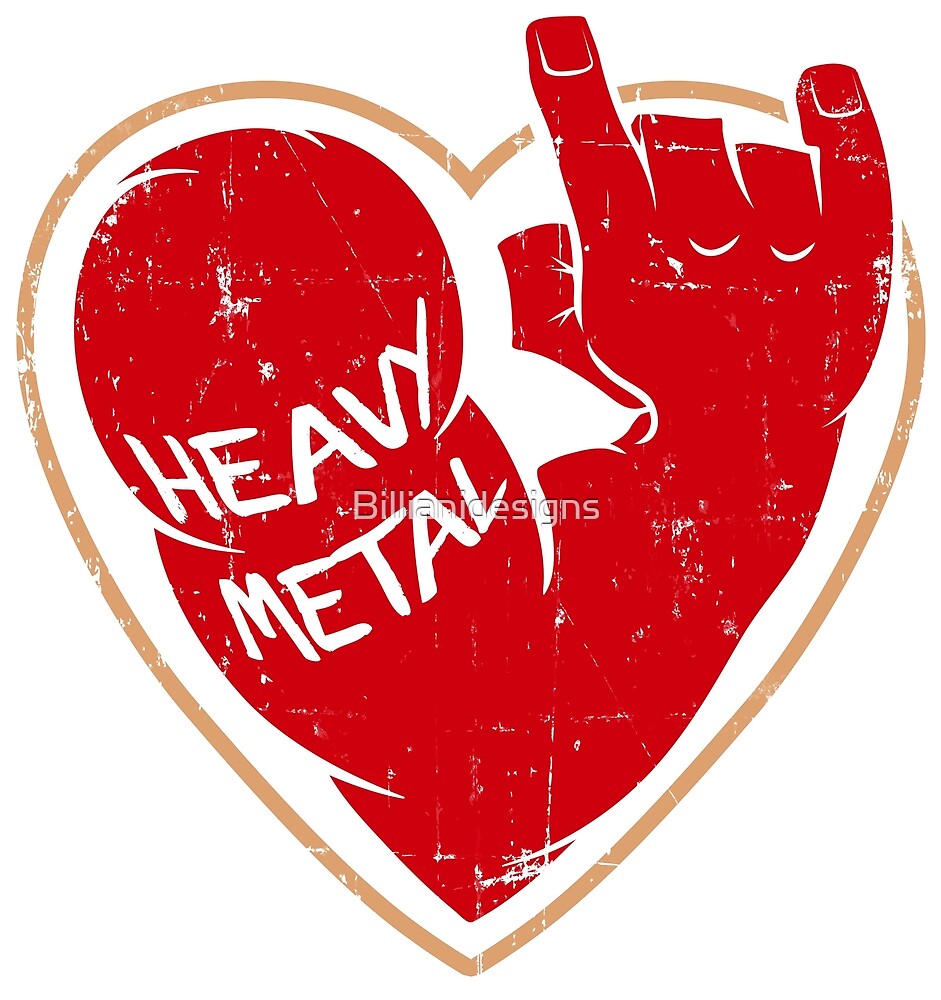 "I love heavy metal heart 1" by Billianidesigns Redbubble