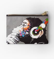Banksy DJ Monkey Thinker with Headphones Zipper Pouch