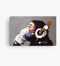 Banksy DJ Monkey Denker mit Kopfhörer Leinwanddruck