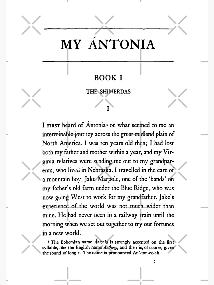 "My Antonia Willa Cather First Page" Poster by buythebook86 | Redbubble