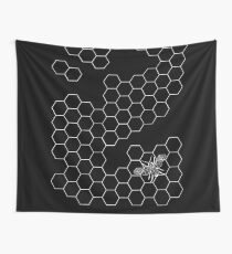 Beehive and Bee Black Wall Tapestry