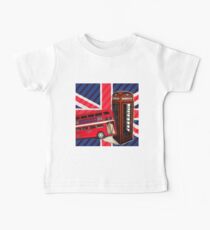 union jack london bus vintage red telephone booth Baby Tee