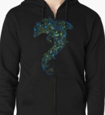 Dolphin - floral with flowers pattern Zipped Hoodie
