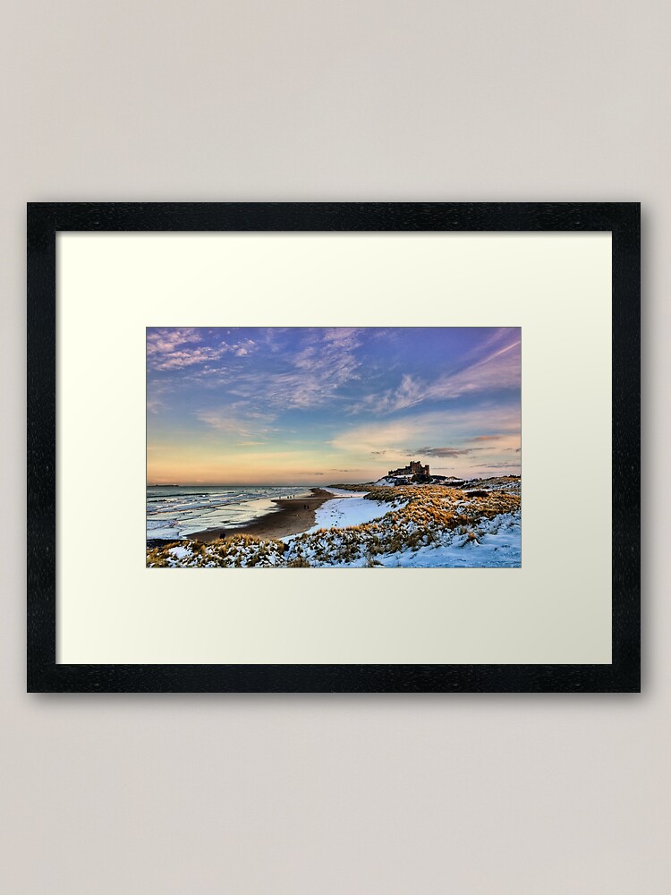 Alternate view of Bamburgh Castle in the Snow Framed Art Print