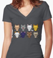 Süße Kitty Katzen Shirt mit V-Ausschnitt