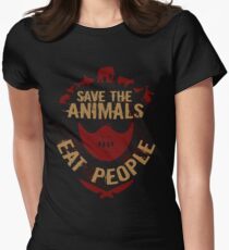 save the animals, EAT PEOPLE Women's Fitted T-Shirt