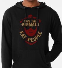 rette die Tiere, ESSEN SIE MENSCHEN Leichter Hoodie