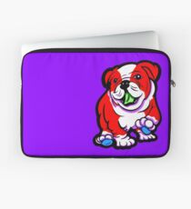 Happy Bulldog Puppy Red and White Laptop Sleeve