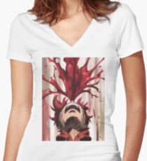 Punchline Blood Shoot Yuta Women's Fitted V-Neck T-Shirt