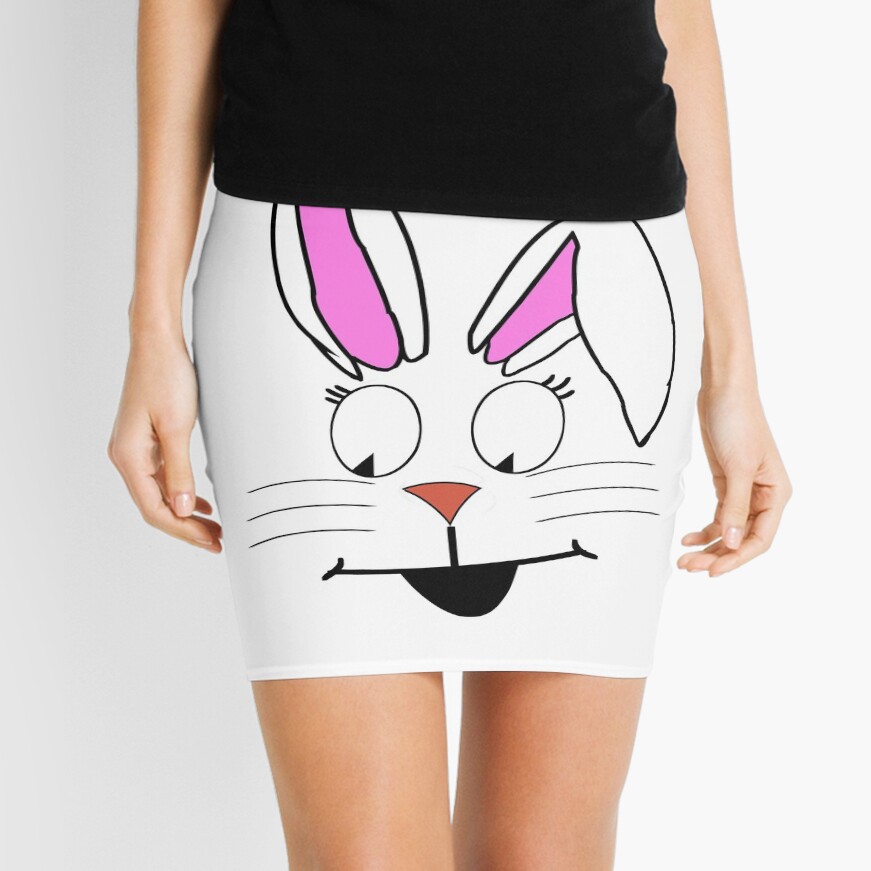 White Bunny Rabbit Face Mini Skirt