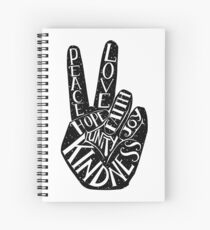 Peace Sign with words Peace, Love, Faith, Joy, Hope, Kindness, Unity Spiral Notebook