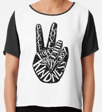 Peace Sign with words Peace, Love, Faith, Joy, Hope, Kindness, Unity Chiffon Top