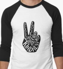 Peace Sign with words Peace, Love, Faith, Joy, Hope, Kindness, Unity Men's Baseball ¾ T-Shirt