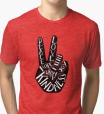 Peace Sign with words Peace, Love, Faith, Joy, Hope, Kindness, Unity Tri-blend T-Shirt