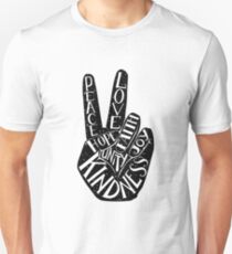 Peace Sign with words Peace, Love, Faith, Joy, Hope, Kindness, Unity Unisex T-Shirt