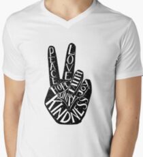 Peace Sign with words Peace, Love, Faith, Joy, Hope, Kindness, Unity Men's V-Neck T-Shirt