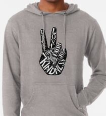 Peace Sign with words Peace, Love, Faith, Joy, Hope, Kindness, Unity Lightweight Hoodie
