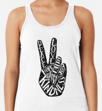 Peace Sign with words Peace, Love, Faith, Joy, Hope, Kindness, Unity Women's Tank Top